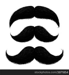 Funny retro hair mustaches vector set. Mustache vintage facial, funny curly black mustache illustration. Funny retro hair mustaches vector set