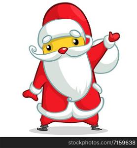 Funny santa. Christmas greeting card background poster. Vector illustration.