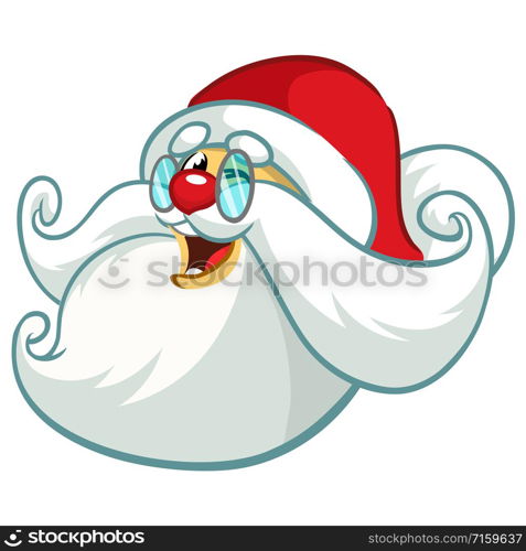 Funny Santa Claus head icon. Vector cartoon