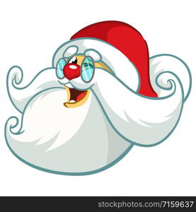 Funny Santa Claus head icon. Vector cartoon