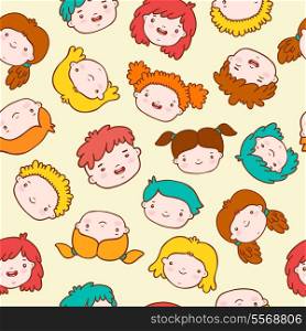 Funny seamless background with doodle kids vector illustration