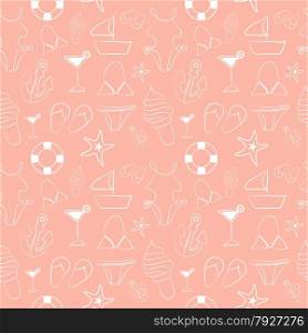 Funny seamless pattern with sketch summer elements