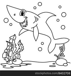 Funny shark cartoon characters vector illustration. For kids coloring book.
