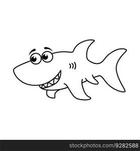 Funny shark cartoon characters vector illustration. For kids coloring book.
