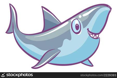 Funny shark. Ocean predator animal. Cartoon mascot isolated on white background. Funny shark. Ocean predator animal. Cartoon mascot