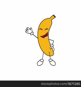 Funny smiley face. Yellow banana with closed eyes and a mocking smile