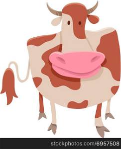 funny spotted cow farm animal character. Cartoon Illustration of Funny Spotted Cow Farm Animal Character