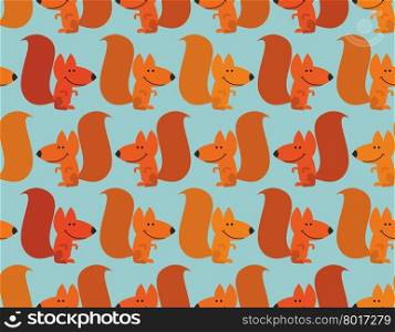 Funny squirrel background. Cute redhead small animal. Rodent from forest. Wild animal seamless pattern for baby tissue.&#xA;