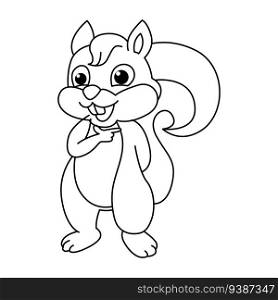 Funny squirrel cartoon vector coloring page