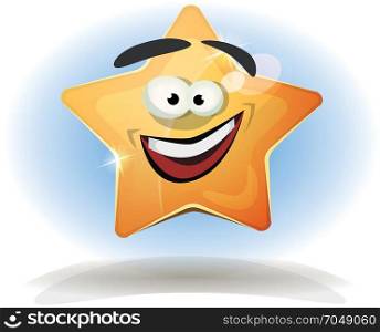 Funny Star Character Icon. Illustration of a funny cartoon star character icon, for game user interface score display