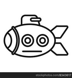 Funny submarine icon outline vector. Underwater ship. Periscope deep. Funny submarine icon outline vector. Underwater ship