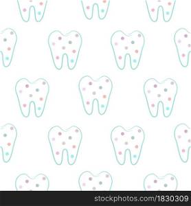 Funny tooth seamless pattern. Dotted teeth background.. Funny tooth seamless pattern. Dotted teeth background