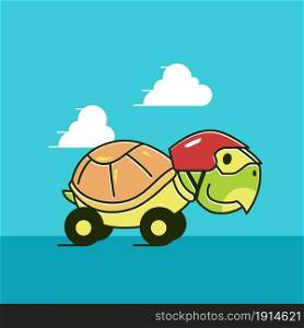 Funny Tortoise Turtle Race Car Fast Exotic Reptile Cartoon
