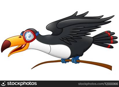 Funny toucan cartoon character illustration