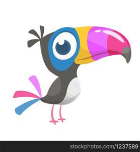 Funny toucan cartoon. Vector bird illustration