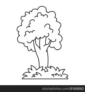 Funny tree cartoon characters vector illustration. For kids coloring book.