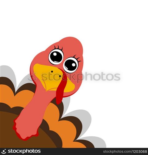 Funny turkey peeking sideways on Thanksgiving Day vector. Funny turkey peeking sideways on Thanksgiving Day
