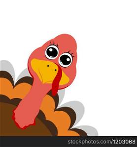 Funny turkey peeking sideways on Thanksgiving Day vector. Funny turkey peeking sideways on Thanksgiving Day
