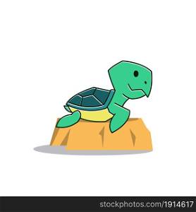 Funny Turtle Tortoise on Rock Exotic Reptile Cartoon