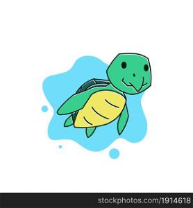 Funny Turtle Tortoise Swimming Diving Sea Underwater Exotic Reptile Cartoon