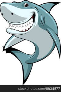 Funny white shark vector image