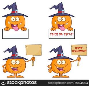 Funny Witch Pumpkin Character 2. Collection Set