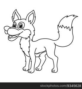 Funny wolf cartoon characters vector illustration. For kids coloring book.