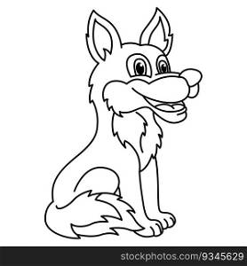 Funny wolf cartoon characters vector illustration. For kids coloring book.