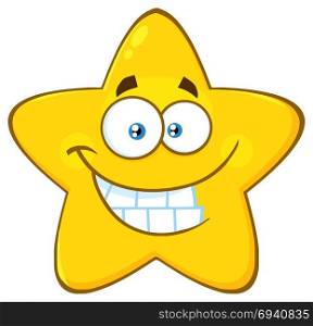 Funny Yellow Star Cartoon Emoji Face Character With Smiling Expression
