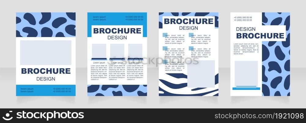 Fur print blank blue brochure layout design. Creative animal print. Vertical poster template set with empty copy space for text. Premade corporate reports collection. Editable flyer paper pages. Fur print blank blue brochure layout design