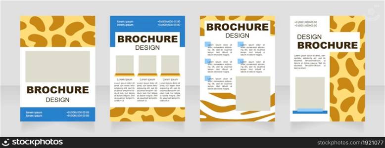 Fur print blank brochure layout design. Creative animal print. Vertical poster template set with empty copy space for text. Premade corporate reports collection. Editable flyer paper pages. Fur print blank brochure layout design