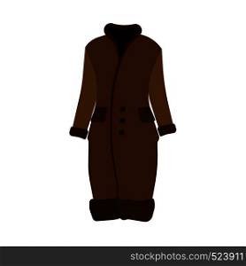 Fur winter brown coat beautiful clothing illustration vector icon. Trendy lady modern fashion colletion. Woman dress