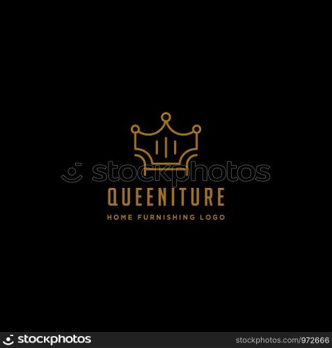 furniture crown logo design with gold color vector icon illustration icon element isolated. furniture crown logo design with gold color vector icon illustration icon isolated