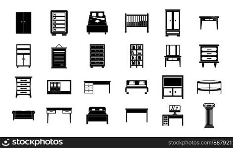 Furniture icon set. Simple set of furniture vector icons for web design isolated on white background. Furniture icon set, simple style