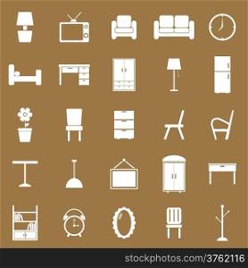 Furniture icons on brown background, stock vector