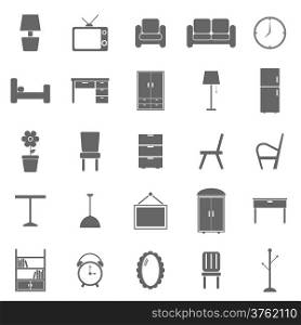 Furniture icons on white background, stock vector