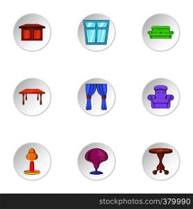 Furniture icons set. Cartoon illustration of 9 furniture vector icons for web. Furniture icons set, cartoon style