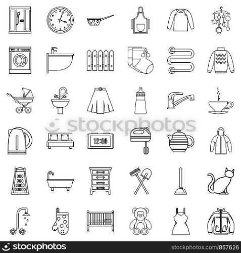 Furniture icons set. Outline style of 36 furniture vector icons for web isolated on white background. Furniture icons set, outline style