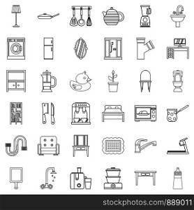Furniture icons set. Outline style of 36 furniture vector icons for web isolated on white background. Furniture icons set, outline style