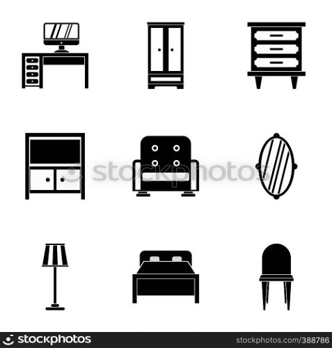 Furniture icons set. Simple illustration of 9 furniture vector icons for web. Furniture icons set, simple style