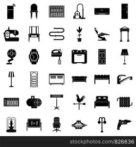 Furniture icons set. Simple style of 36 furniture vector icons for web isolated on white background. Furniture icons set, simple style