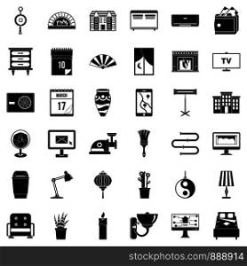 Furniture icons set. Simple style of 36 furniture vector icons for web isolated on white background. Furniture icons set, simple style