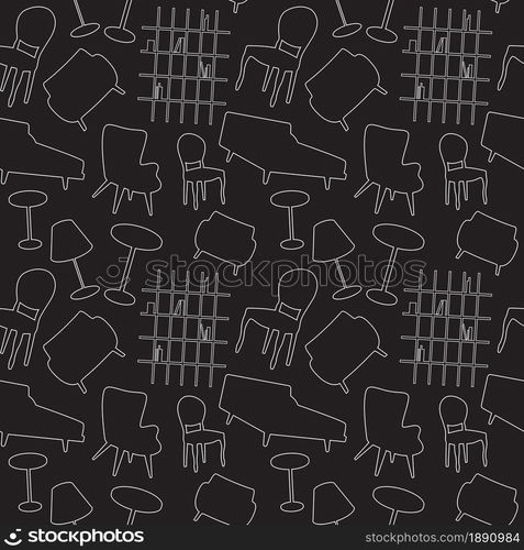 Furniture interior seamless pattern. Vector illustration.