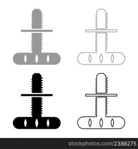 Furniture leg adjustable support set icon grey black color vector illustration image simple solid fill outline contour line thin flat style. Furniture leg adjustable support set icon grey black color vector illustration image solid fill outline contour line thin flat style