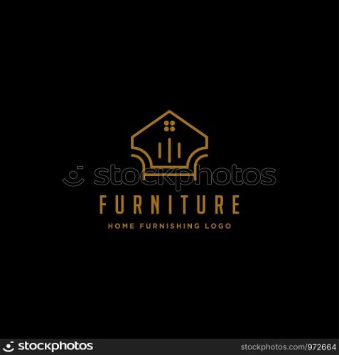 furniture logo design with gold color vector icon illustration icon element isolated. furniture logo design with gold color vector icon illustration icon isolated