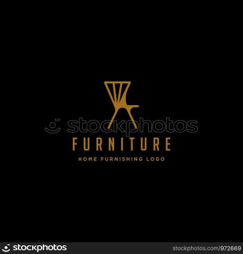 furniture logo design with gold color vector icon illustration icon element isolated. furniture logo design with gold color vector icon illustration icon isolated