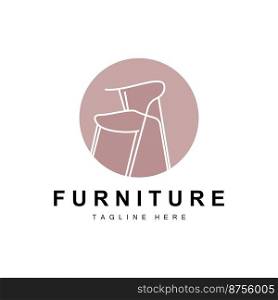 furniture logo, home furnishing design, room icon illustration, table, chair, l&, frame, clock, flower pot
