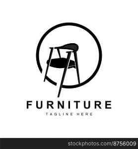 furniture logo, home furnishing design, room icon illustration, table, chair, l&, frame, clock, flower pot