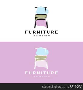 furniture logo, home furnishing design, room icon illustration, table, chair, l&, frame, clock, flower pot