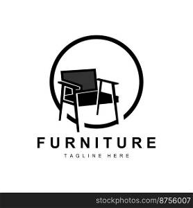 furniture logo, home furnishing design, room icon illustration, table, chair, lamp, frame, clock, flower pot